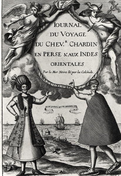 1686年，Journeyman&39;s Travels Chardin的Flyleaf 作者 法语学校