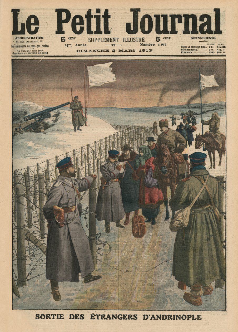 外国人从Andrinople出来，封面插图来自&39;Le Petit Journal&39;，补充illustre，1913年3月2日 作者 法语学校