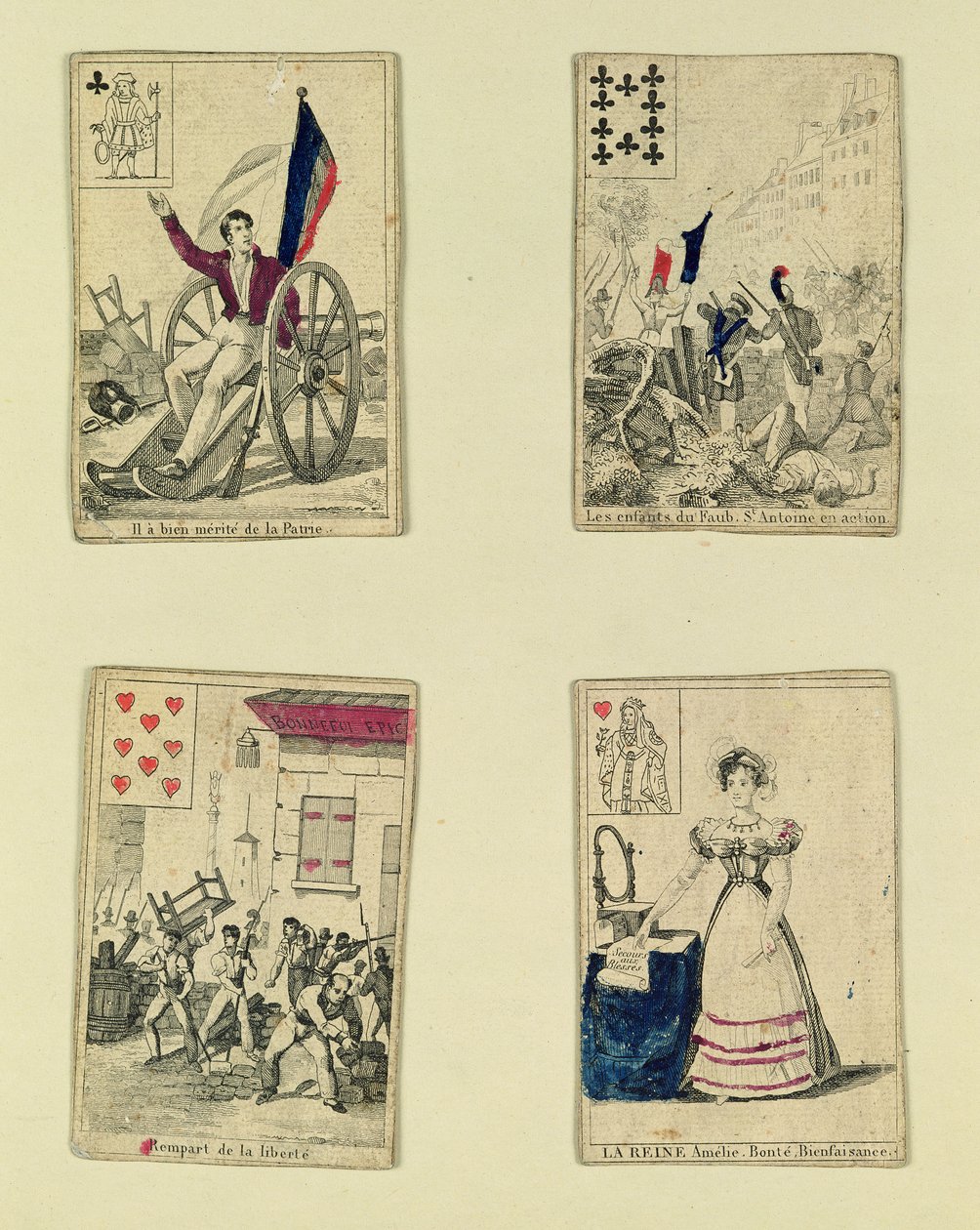 四张扑克牌，纪念1831年7月的英雄，1831年 作者 法语学校