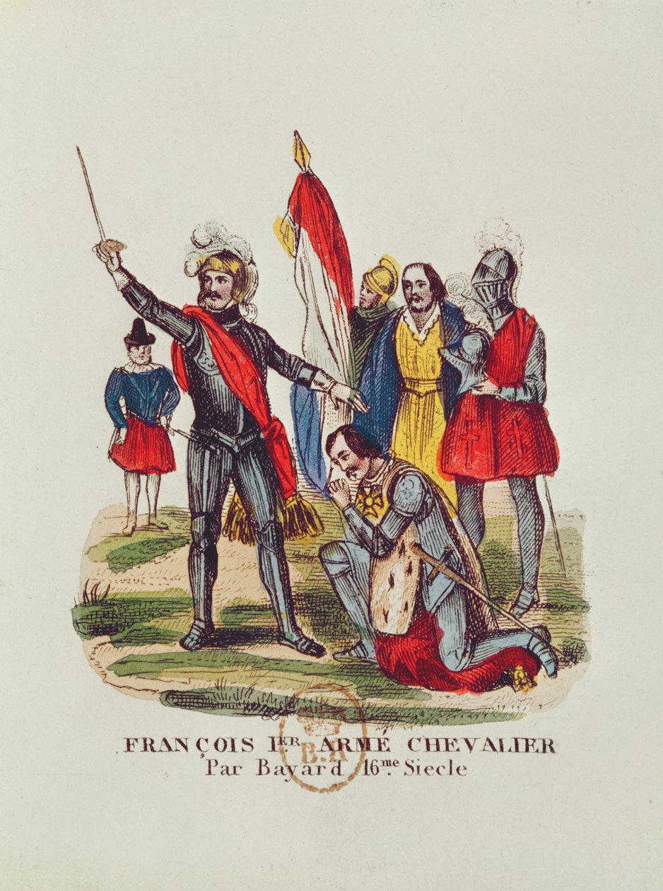 Francois I（1494-1547）法国国王和Pierre du Terrail（1476-1524）Chevalier Bayard，1515年马里尼昂战役后，1841年 作者 法语学校