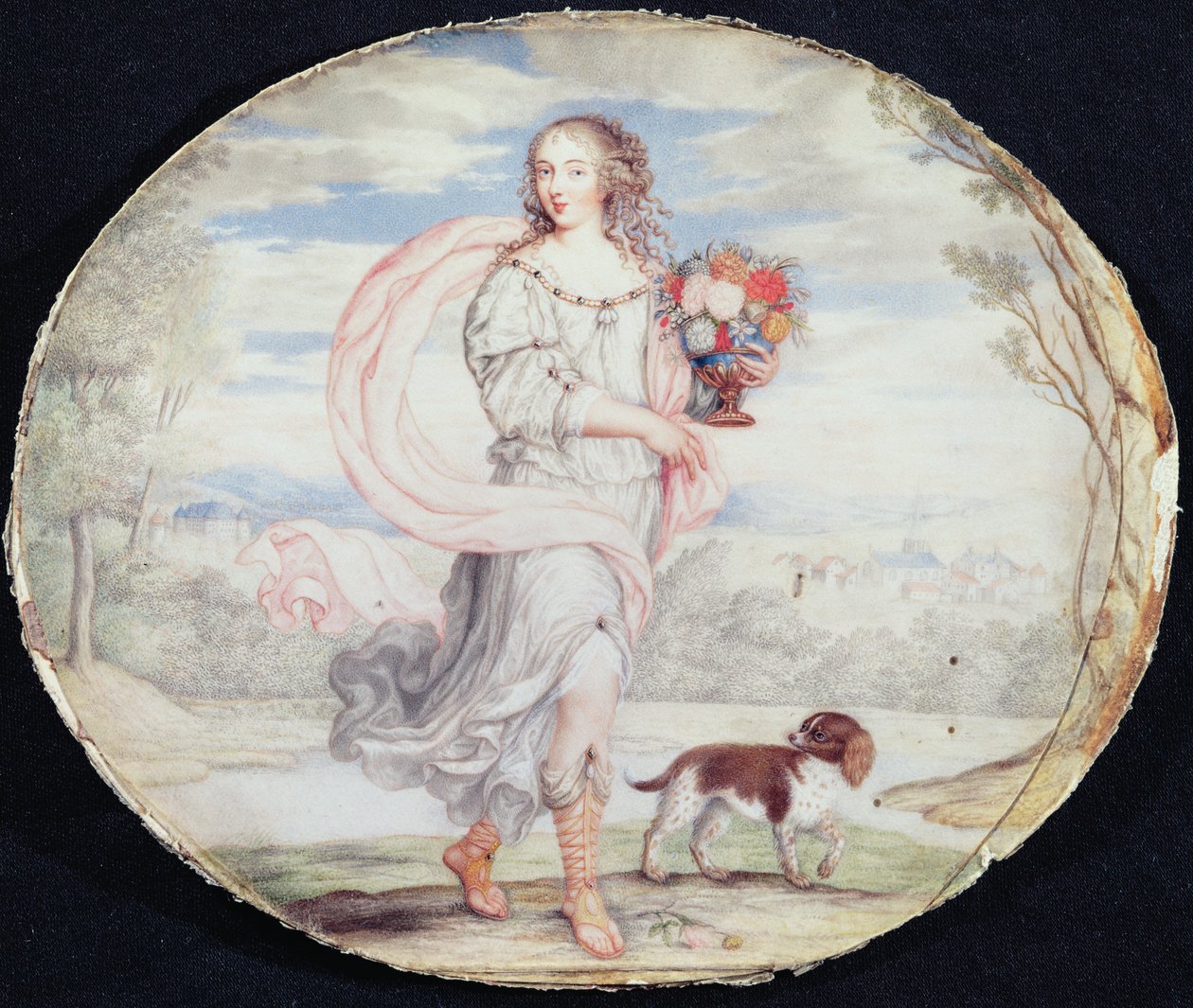 Baume le Blanc的Francoise Louis（1644-1710）de la Valliere小姐（卡片上的牛皮纸上的水粉） 作者 法语学校