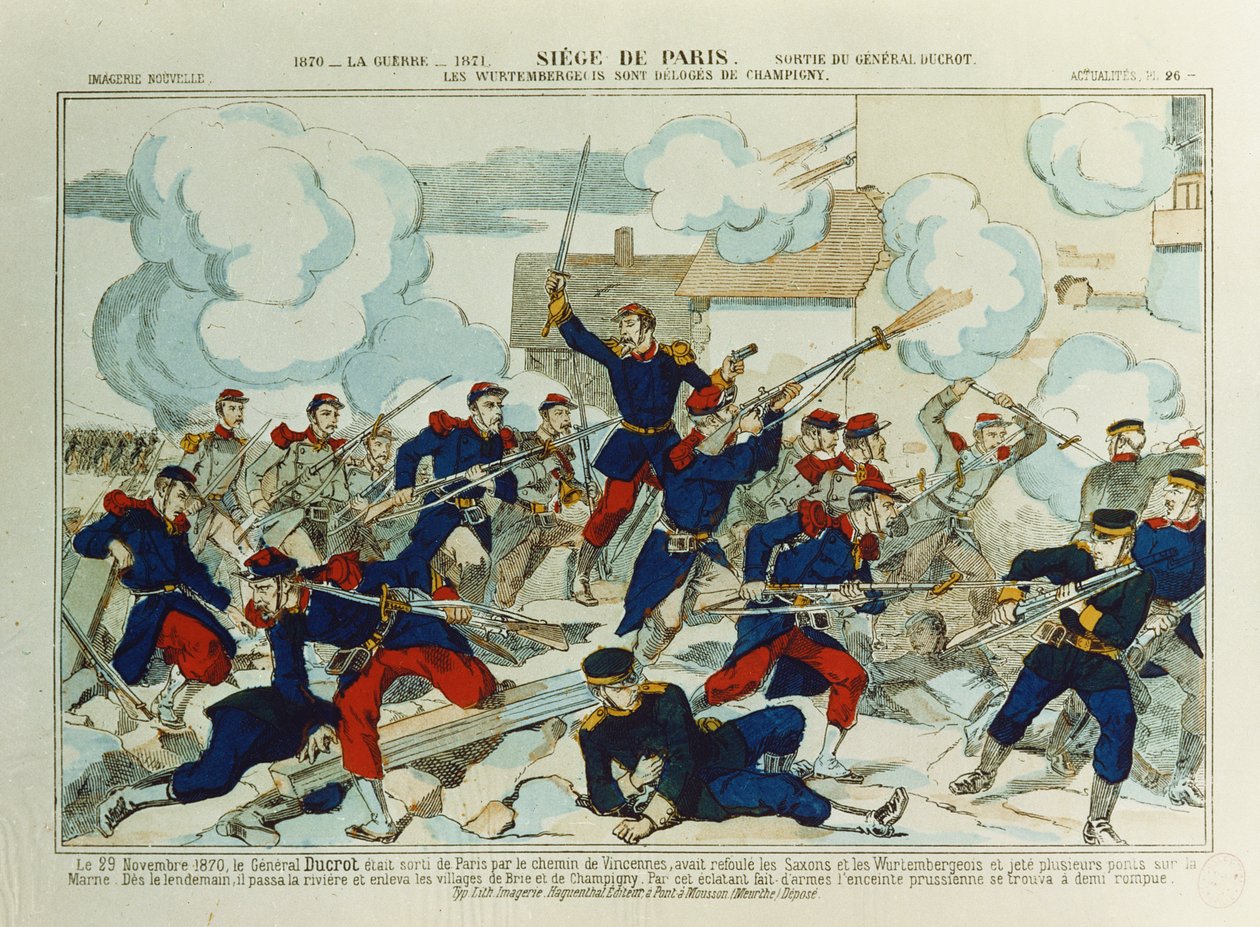 1870年1月29日，在Champigny战役中的Ducrot将军（1817-82） 作者 法语学校