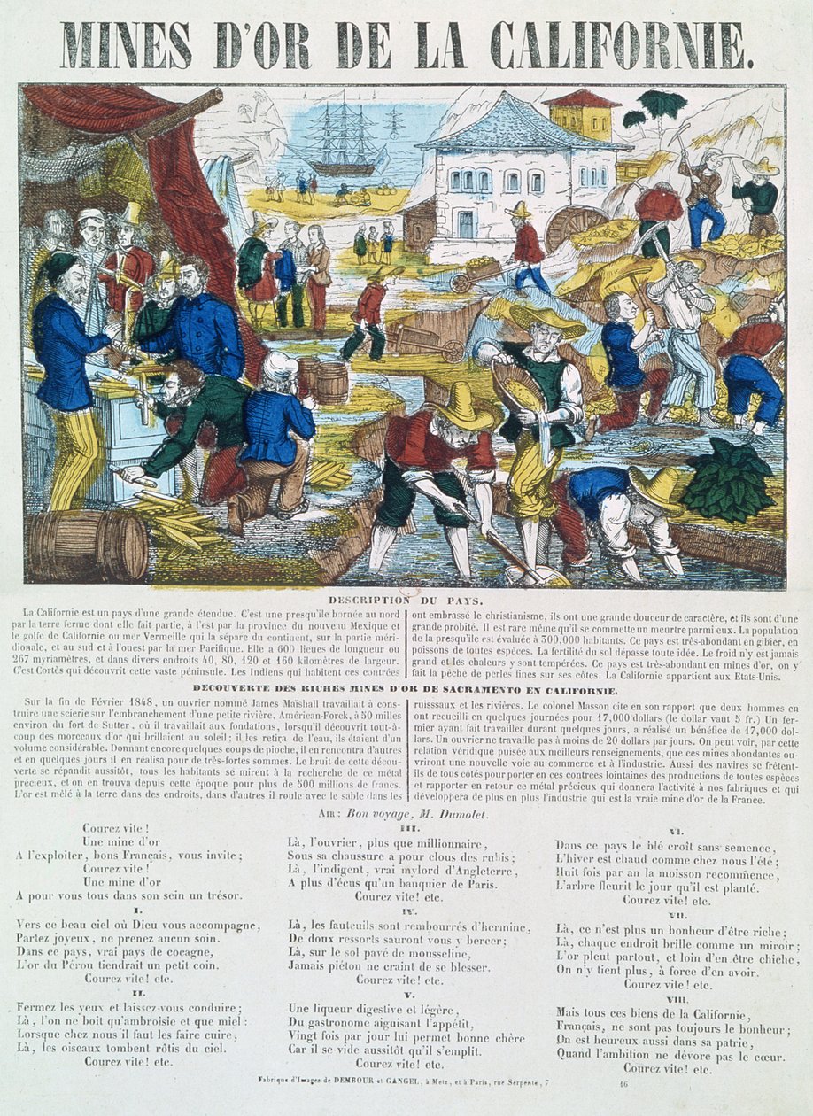 &39;Mines d&39;Or de la Californie&39;的插图抒情和历史表 作者 法语学校