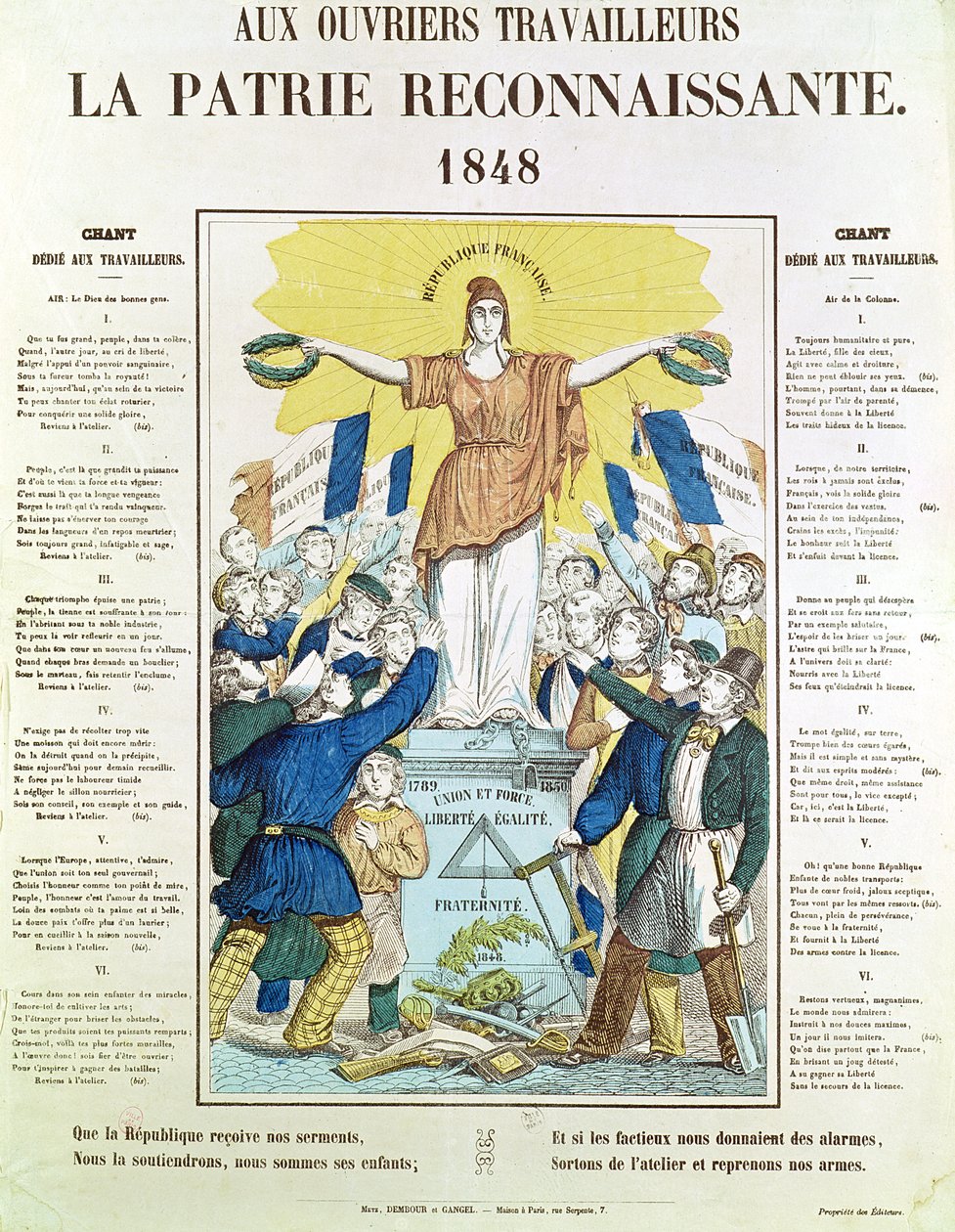1848年献给工人的一首歌的插图抒情表 作者 法语学校