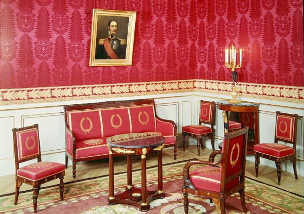 Salle du Trone的内部，c.1805-11 作者 法语学校