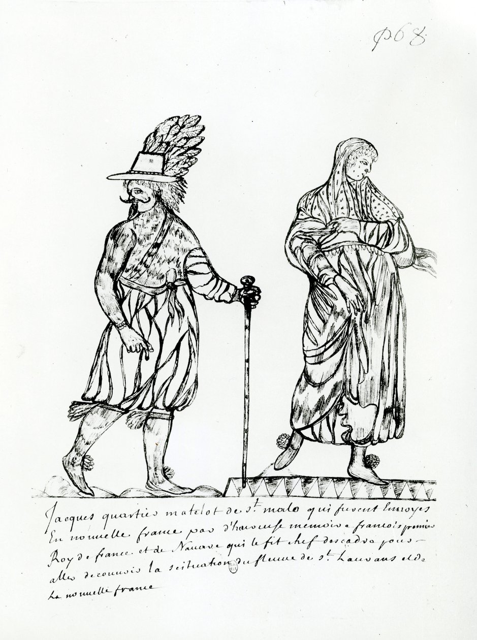 Jacques Cartier（1491-1557）来自“印第安印第安人的咆哮”，Codex Canadiensis 作者 法语学校