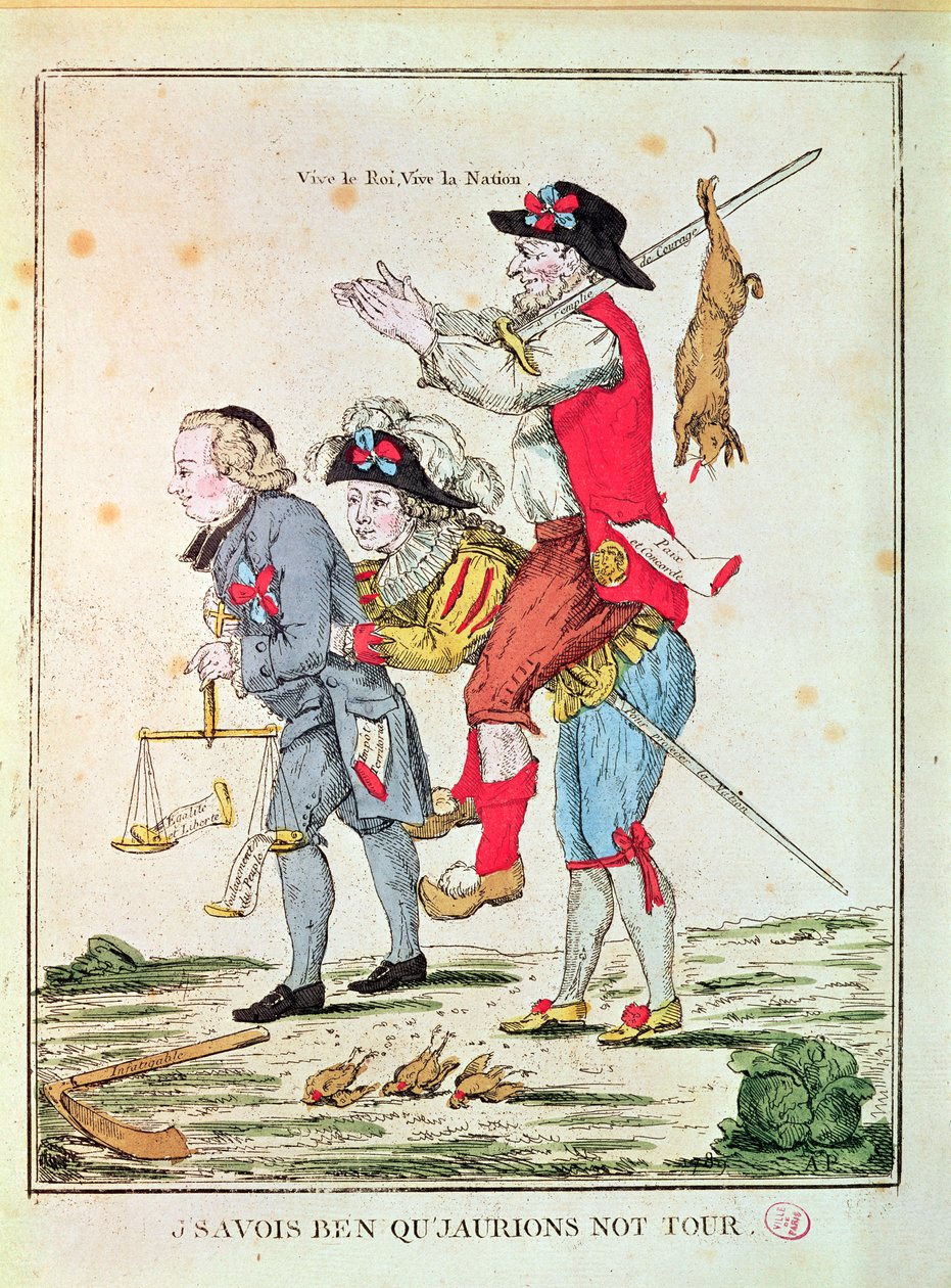 “我知道我们轮到我了”，卡通描绘了1789年的三个订单 作者 法语学校