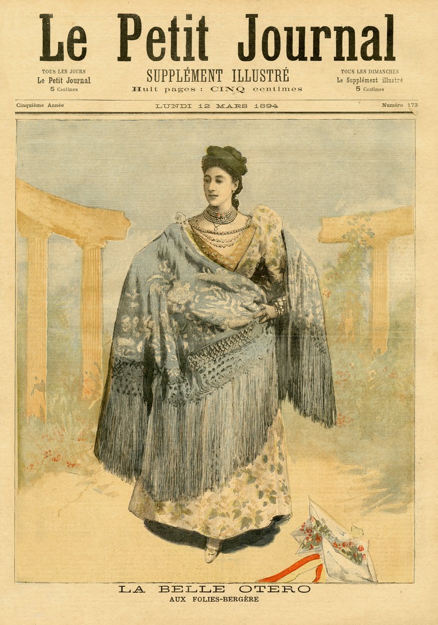 美丽的Otero（1868-1965）在Folies-Bergere，来自&39;Le Petit Journal&39;，1894年3月12日 作者 法语学校