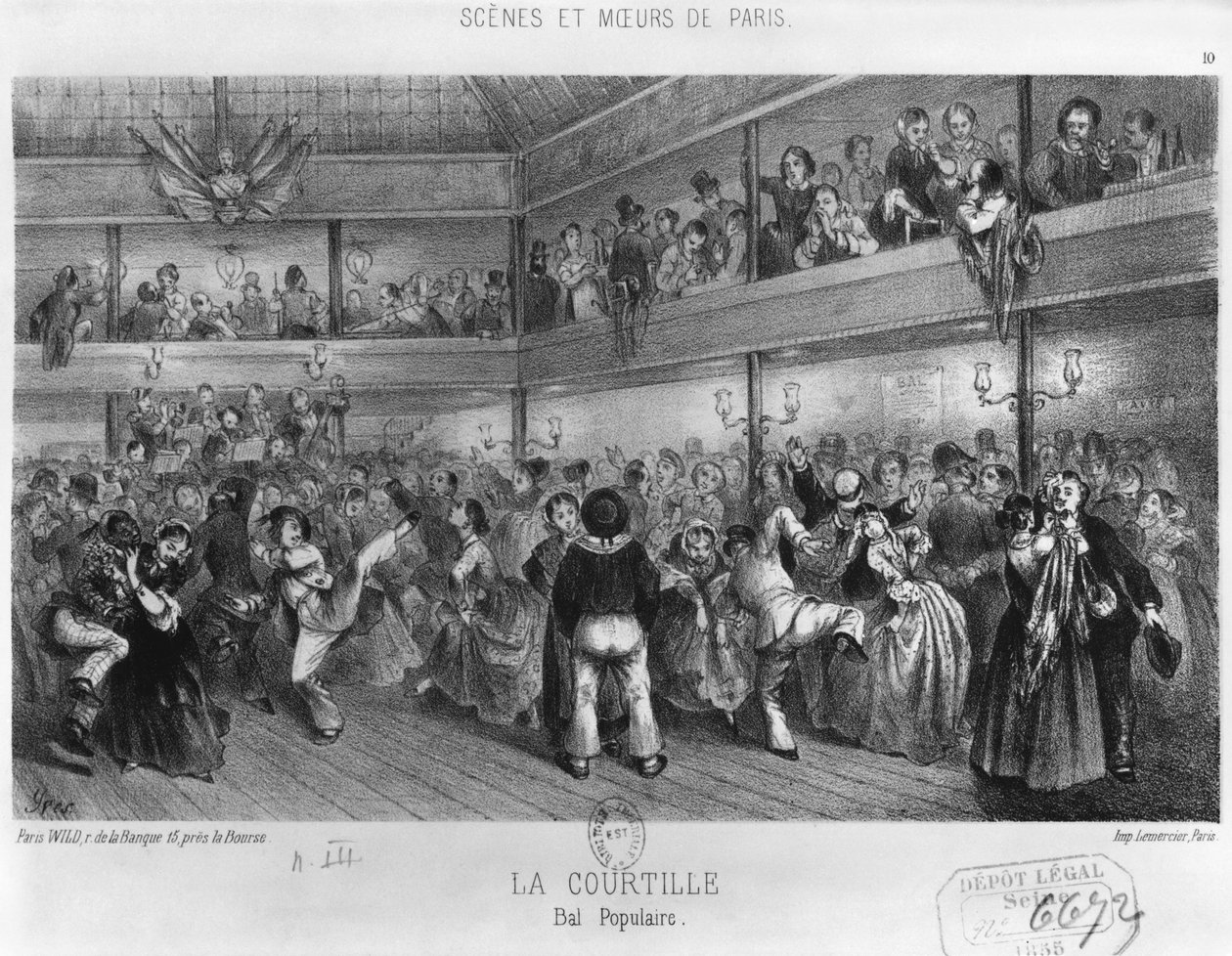 流行舞蹈La Courtille，由伊夫（19世纪）雕刻 作者 法语学校