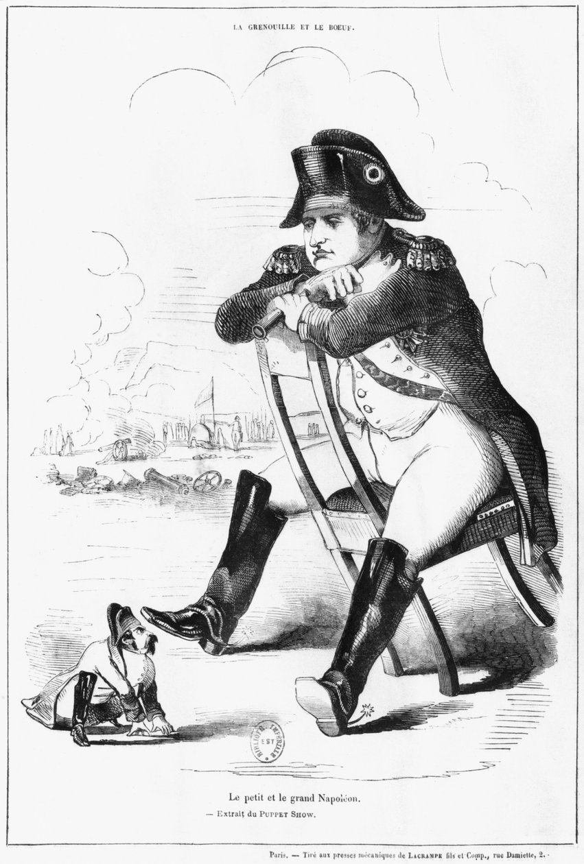 La Grenouille et le Boeuf：The Small and the Large Napoleon I，漫画来自&39;木偶剧&39; 作者 法语学校