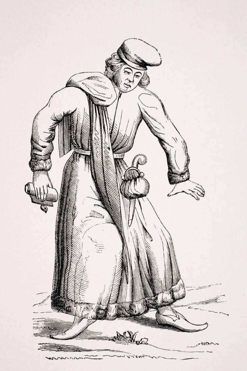 律师，在15世纪手稿的绘画之后，由Paul Lacroix（1806-84）出版的“Le Moyen Age et la Renaissance”于1847年出版 作者 法语学校