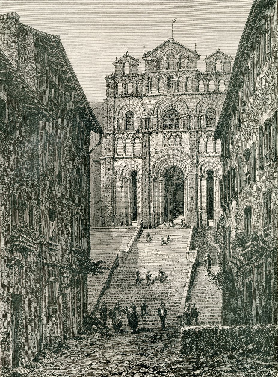 Le Puy大教堂，Le Puy-en-Velay，Auvergne，19世纪，来自Rev. Samuel G. Green的“French Pictures”，1878年出版 作者 法语学校