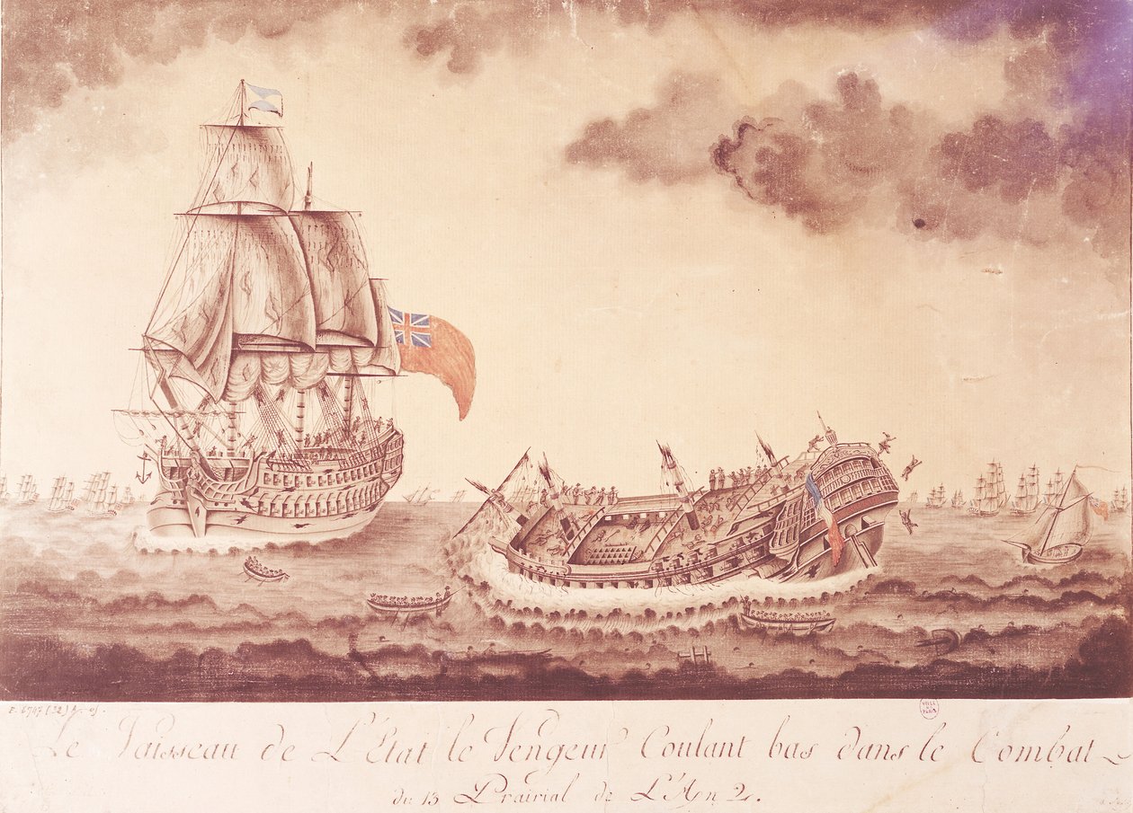 1794年6月1日，人们在乌沙坦战役中沉没的复仇者 作者 法语学校