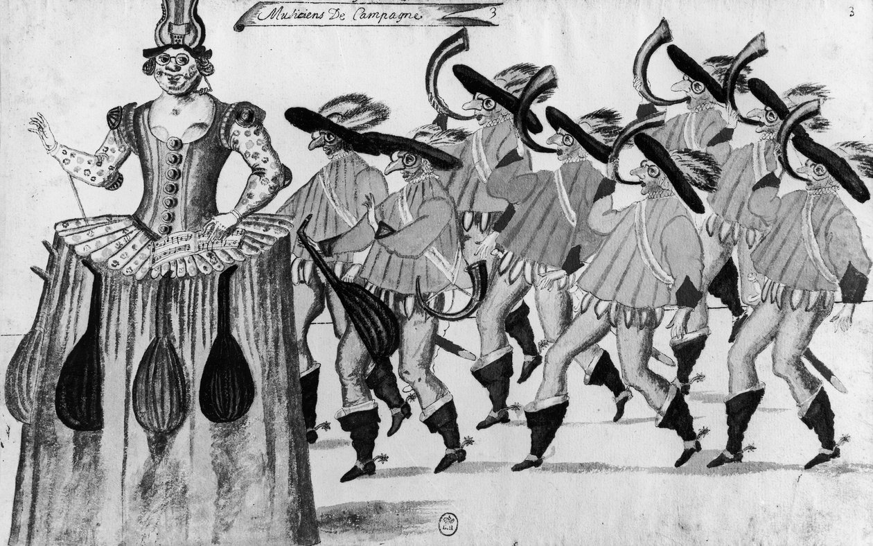 Les Fees des Forets de Saint Germain在1625年2月11日在卢浮宫跳舞（笔和纸在纸上） 作者 法语学校