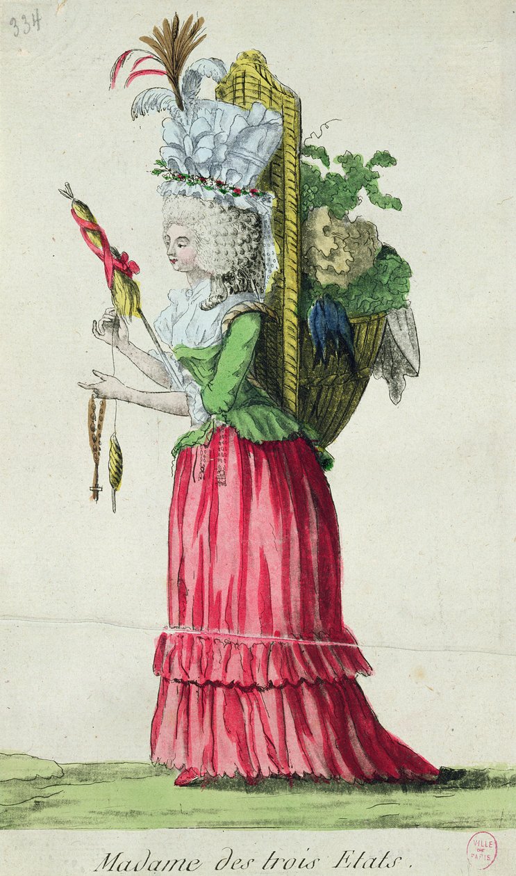 &39;Madame des Trois Etats&39;，在革命前的法国三个庄园上漫画 作者 法语学校