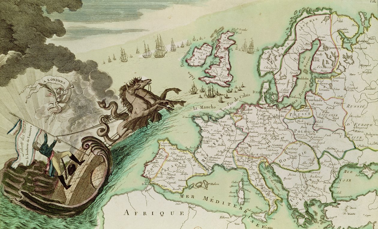 地图描绘拿破仑波拿巴（1769-1821）c.1803-04对英格兰海军的攻击 作者 法语学校
