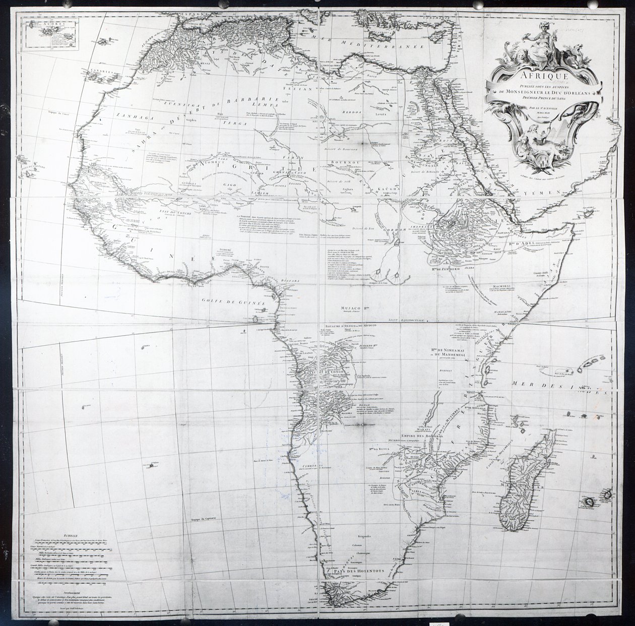 非洲地图，由Guillaume Delahaye刻，1749年 作者 法语学校