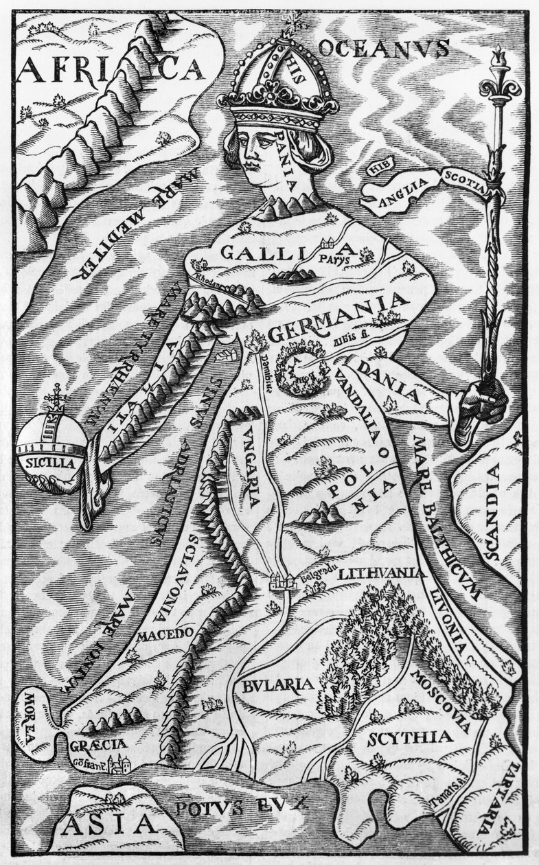 欧洲地图，从Pittoresque商店的插图，1849年 作者 法语学校