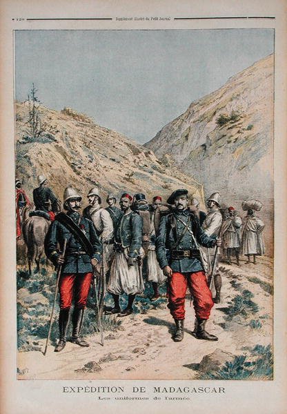 马达加斯加的军事远征，来自Le Petit Journal，1895年4月21日 作者 法语学校