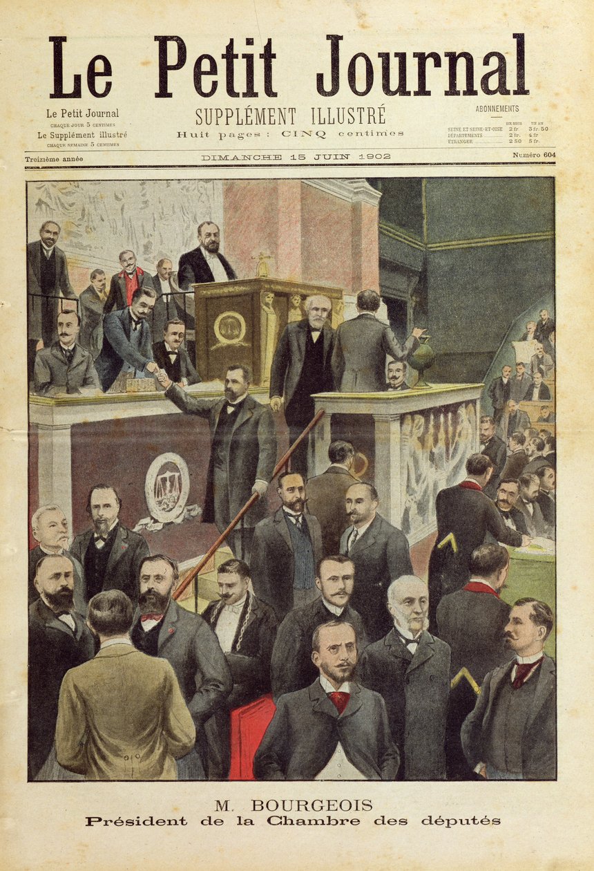 1908年6月15日，众议院议长，Bourgeois先生，“Le Petit Journal”封面 作者 法语学校