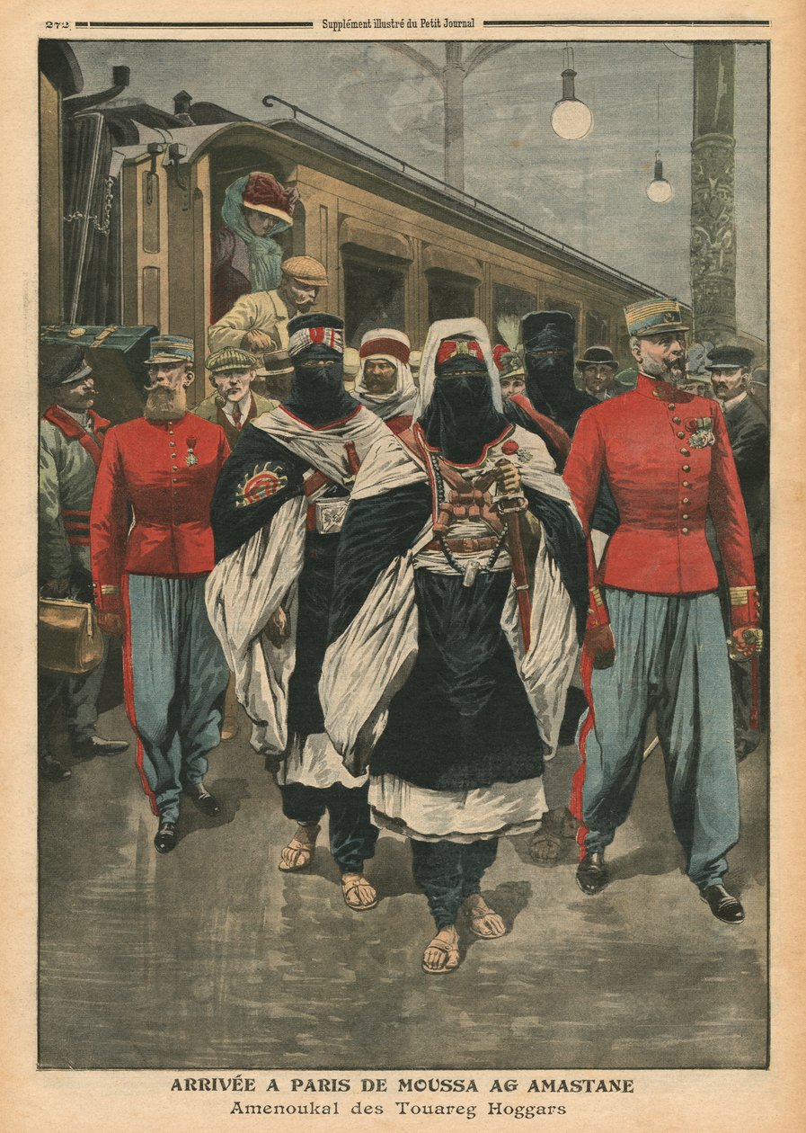 穆萨Ag Amastane抵达巴黎，插图来自&39;Le Petit Journal&39;，杰出的补充，1910年8月21日 作者 法语学校