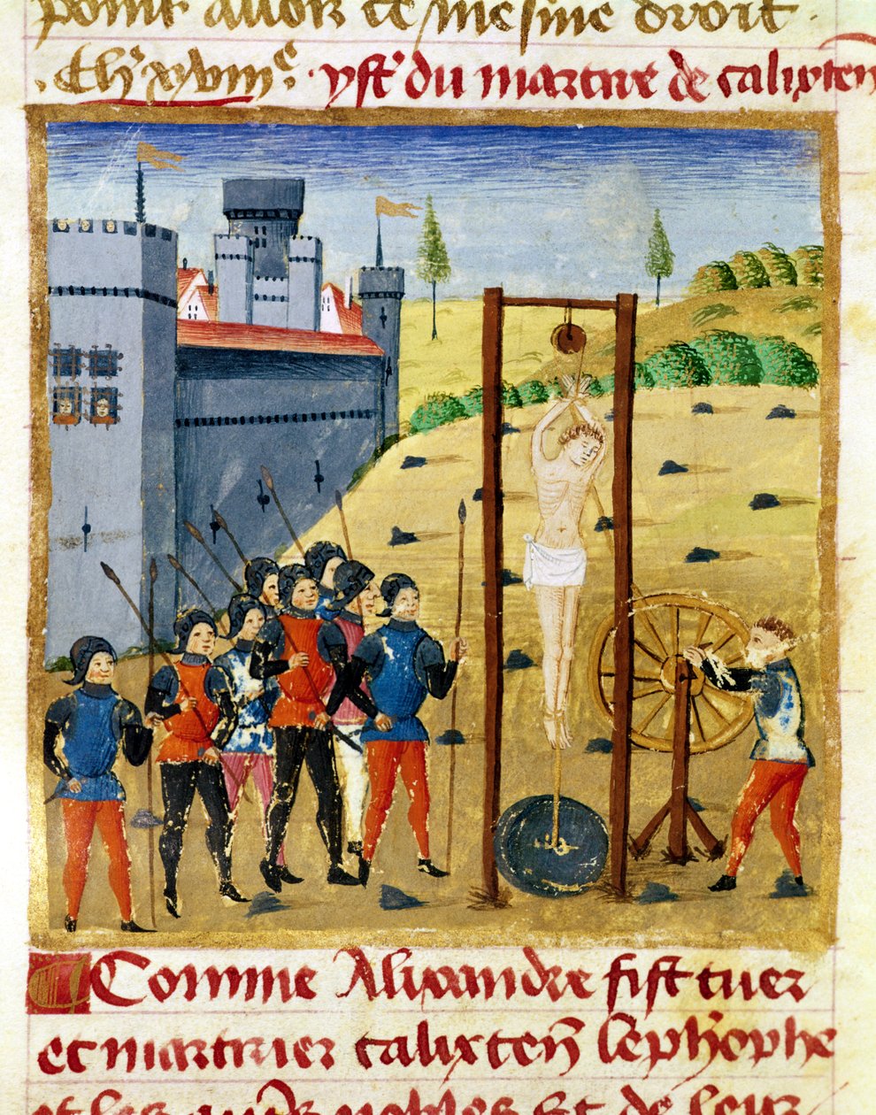 1335 f.167v女士亚历山大大帝如何杀死和殉道Calixten Cephobe和Caroutz之前的其他贵族 作者 法语学校