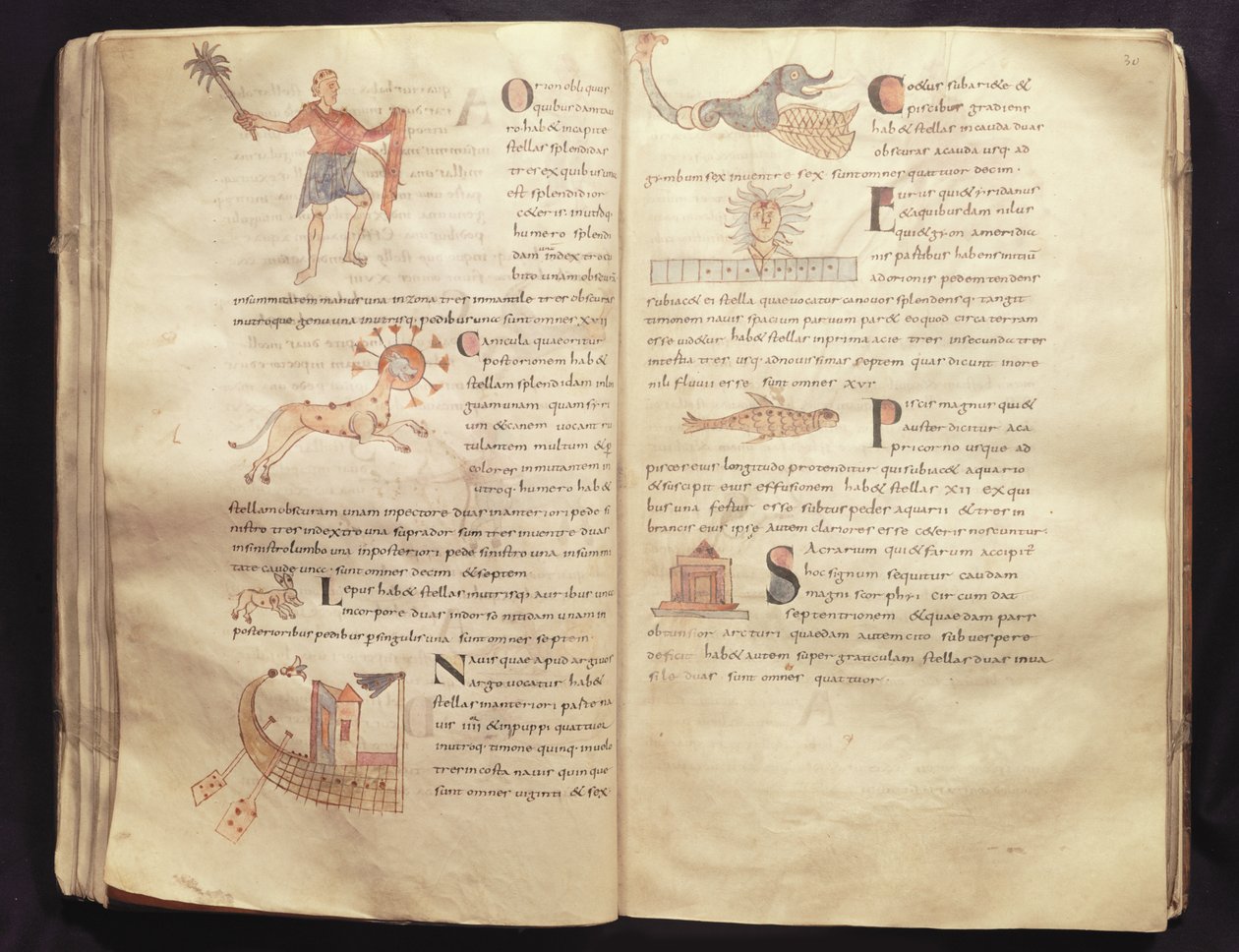 女士422 Fol.29和30跨越星座的月亮之路，来自塞维利亚的伊西多尔的&39;De Natura Rerum&39; 作者 法语学校