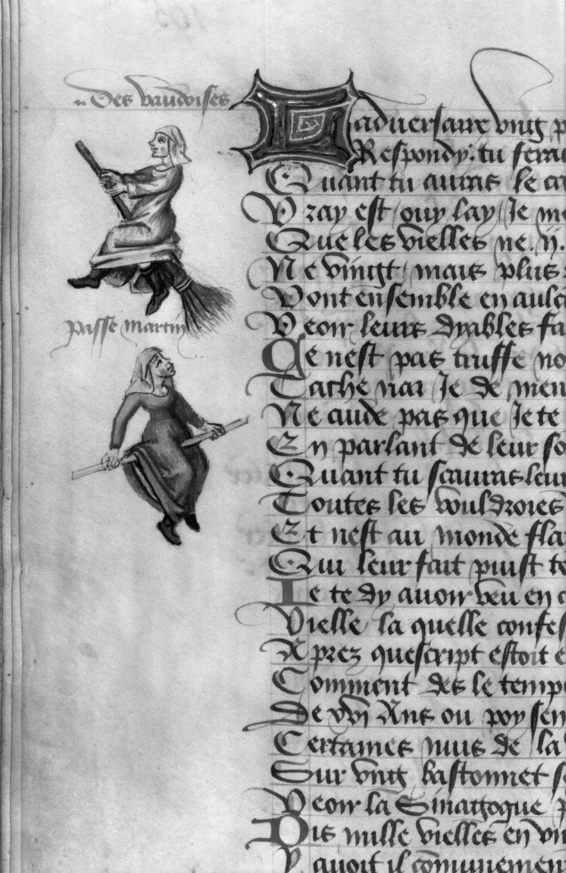 女士Fr 12476 fol.105v Martin Le Franc（1410-61）1451“Le Champion des Dames”的两位女巫 作者 法语学校