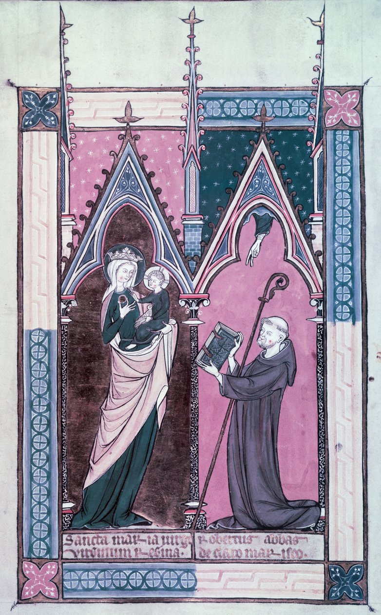 Clairmarais酒店的MS.174 fol.2T住持罗伯特介绍了他的理查德·德·圣·洛朗“伟大的圣母玛利亚”的复制到我们Clairmarais酒店的夫人 作者 法语学校