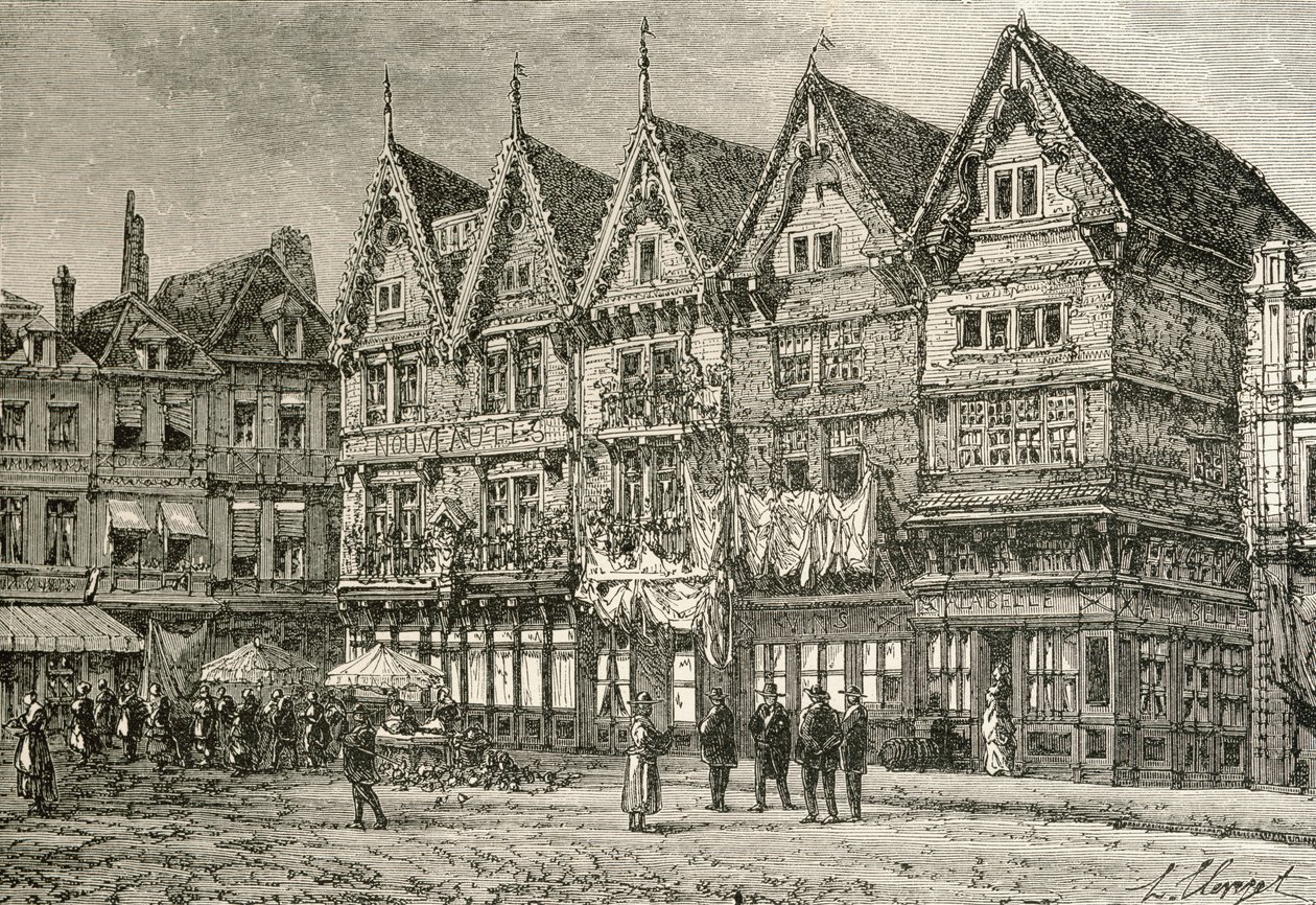 法国瓦朗谢讷的老房子，19世纪，由Samuel G. Green牧师的“法国图片”出版，1878年出版 作者 法语学校