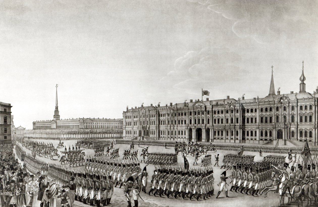 皇宫前的游行，圣彼得堡，1812年 作者 法语学校