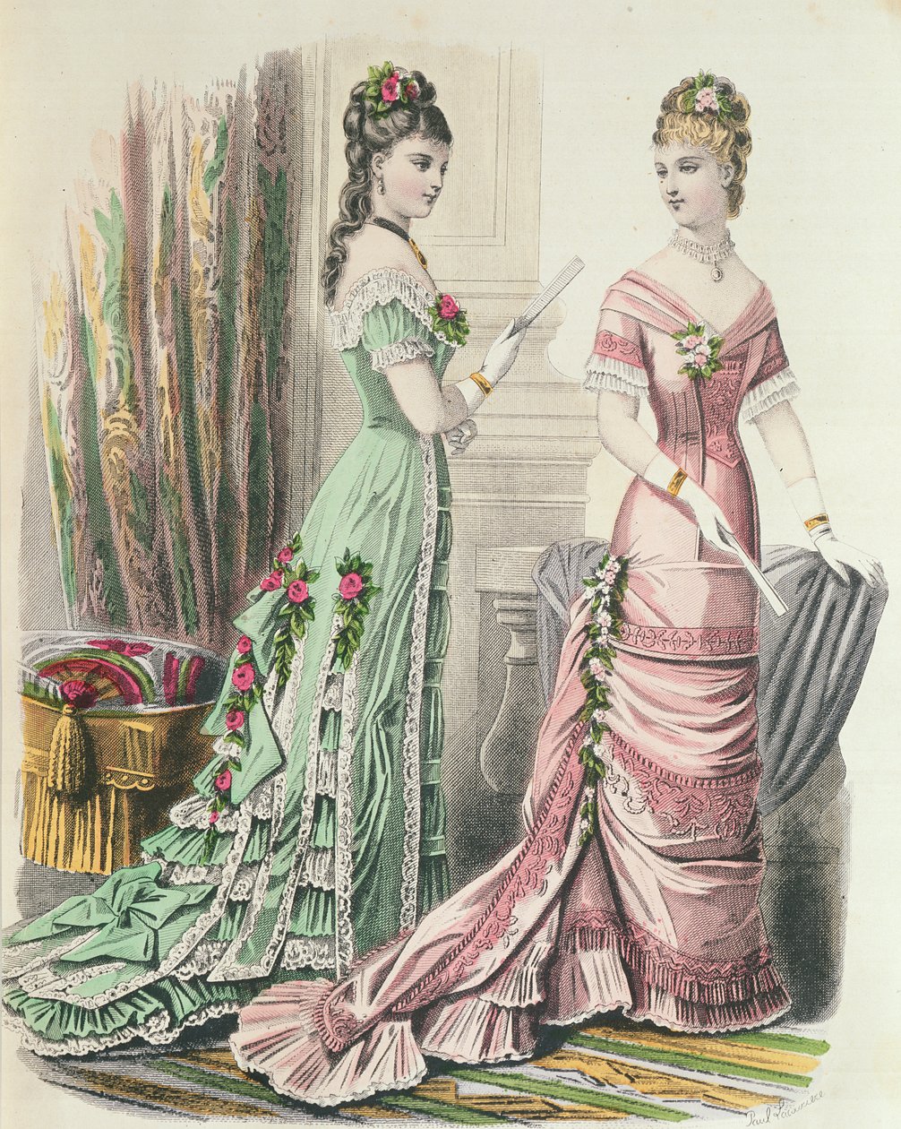 Paris Fashion，来自&39;Journal des Demoiselles&39;，出版于1878年的Dupuy Paris 作者 法语学校