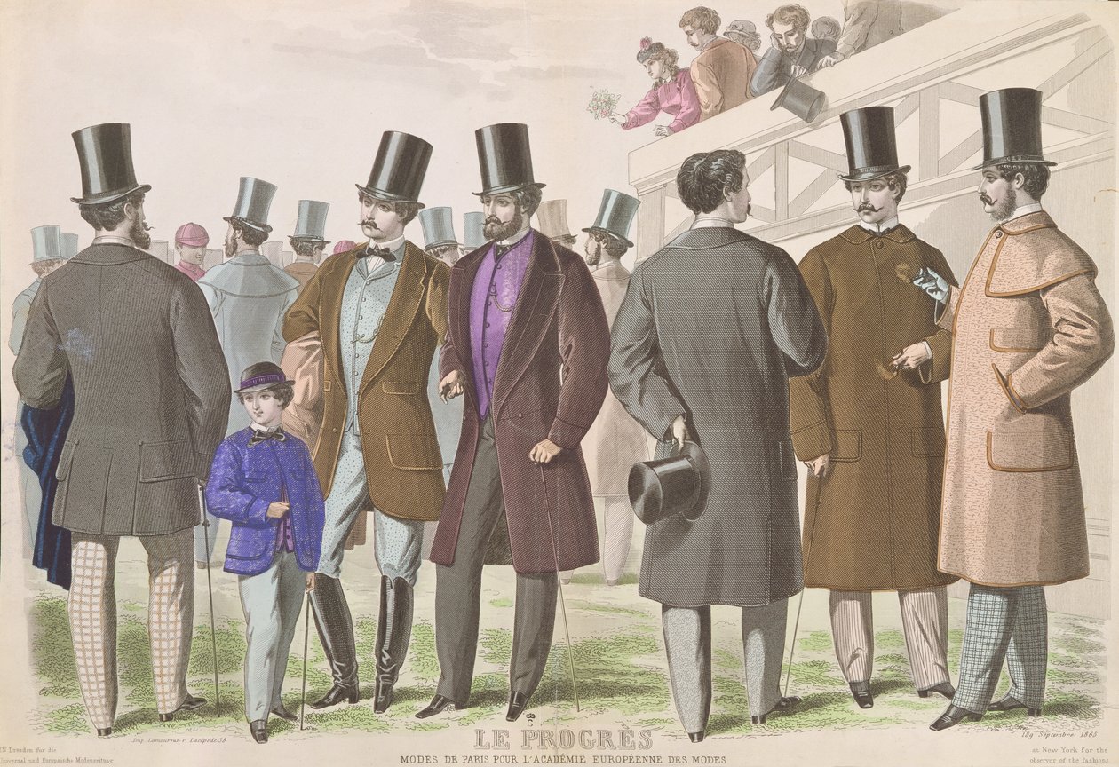 巴黎时尚男性服饰广告，1865年 作者 法语学校