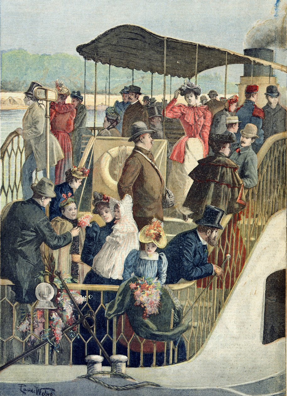巴黎人从农村回来，插图来自&39;Le Petit Journal&39;，1894年4月23日 作者 法语学校