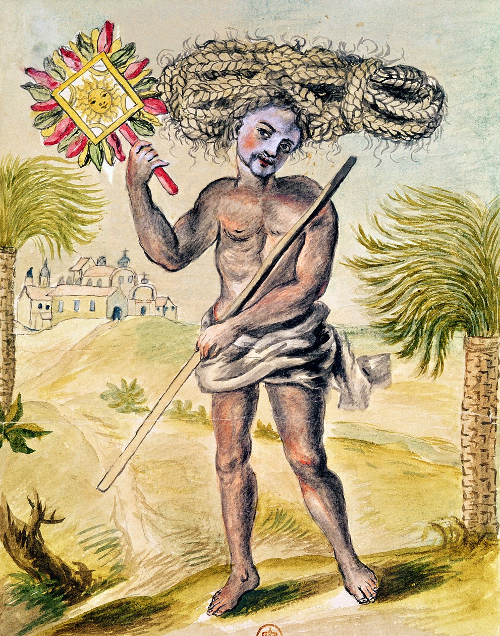 印度忏悔的男子，头发辫状，来自&39;Usages Indiens&39;，1688年 作者 法语学校