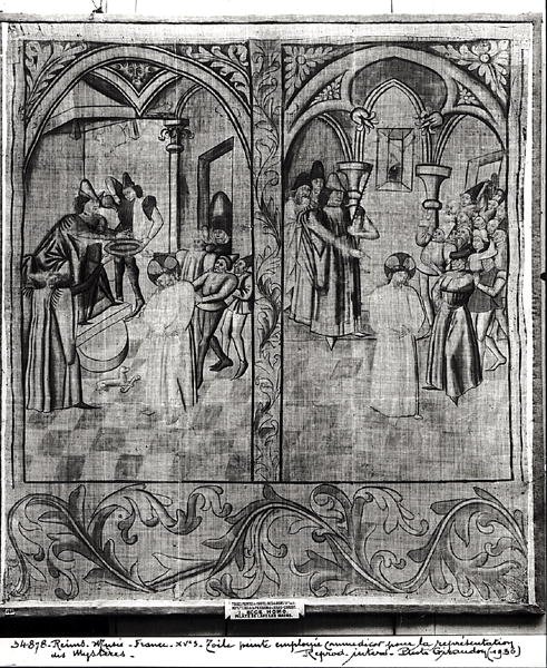 彼拉多洗手，Ecce Homo，四集之一，用于表演激情之谜，来自兰斯的Hotel-Dieu 作者 法语学校