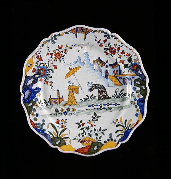 中国风格装饰板，鲁昂制造（陶瓷） 作者 法语学校