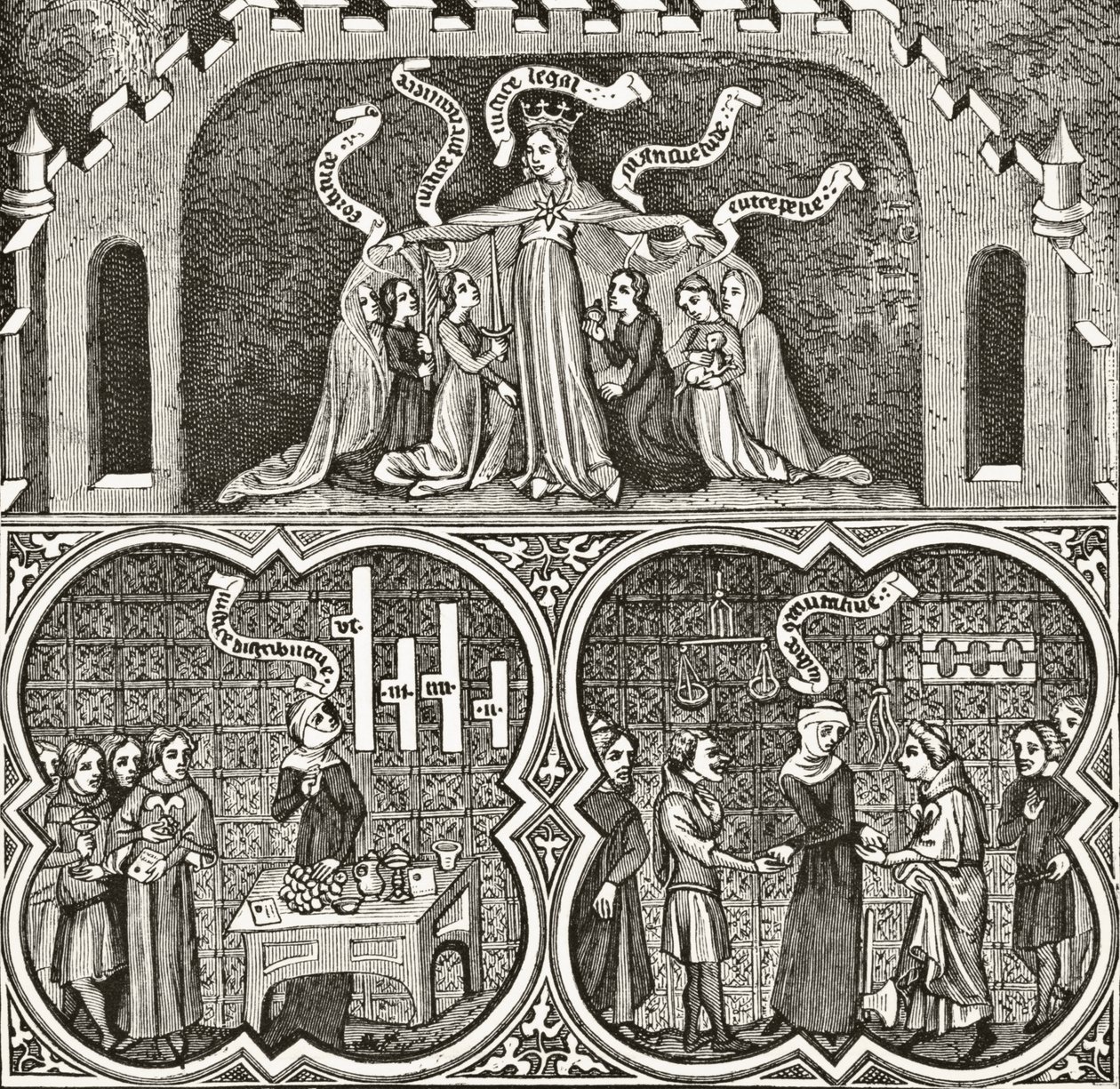 全体法院大法官，来自“中世纪的科学与文学”，由Paul Lacroix（1806-84）出版，伦敦1878年 作者 法语学校