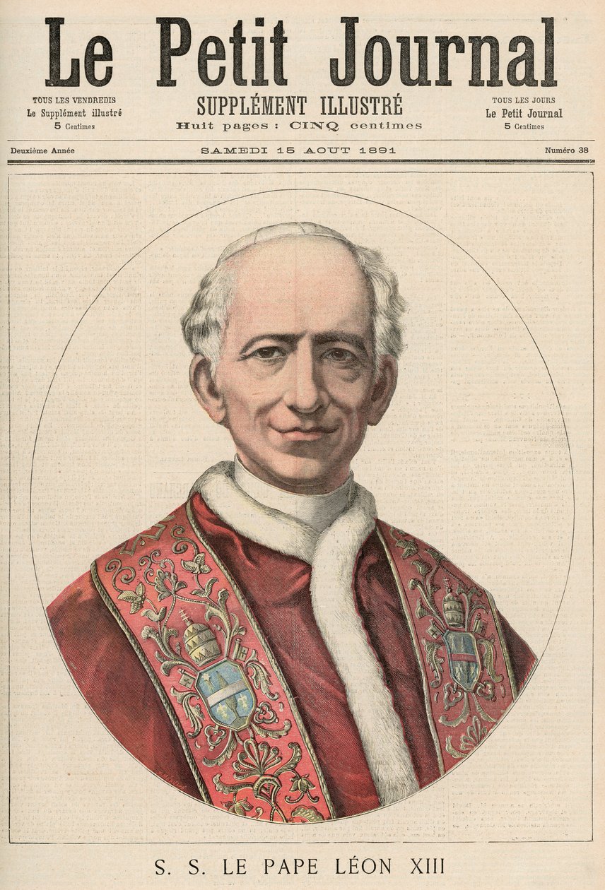 教皇利奥十三世（1810-1903）来自&39;Le Petit Journal&39;，1891年8月15日 作者 法语学校