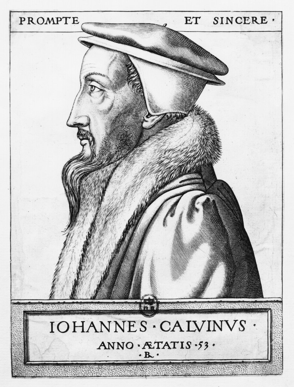 John Calvin（1509-64）的肖像，年龄53岁，1564年 作者 法语学校