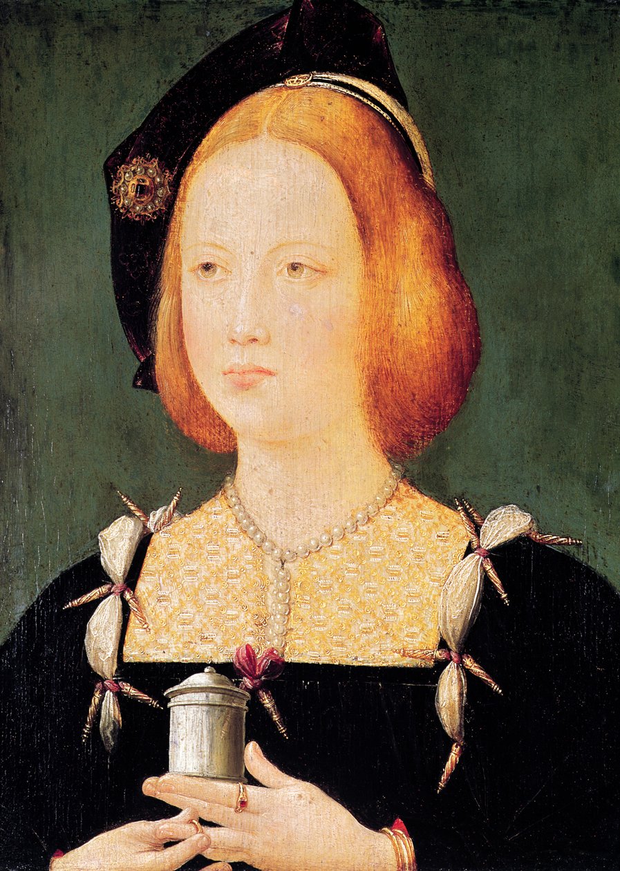路易十二（1494-1533）c.1514的英国玛丽（1496-1533）妻子的肖像 作者 法语学校