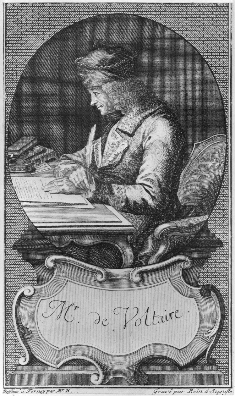伏尔泰在费内的肖像，由Joseph Friedrich Rein（1720-95）雕刻 作者 法语学校