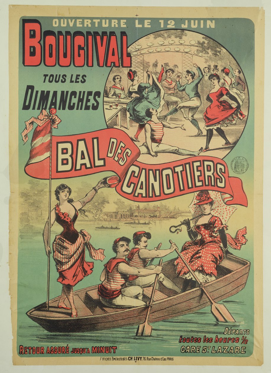 海报广告&39;Le Bal des Canotiers&39;在Bougival，1875年 作者 法语学校