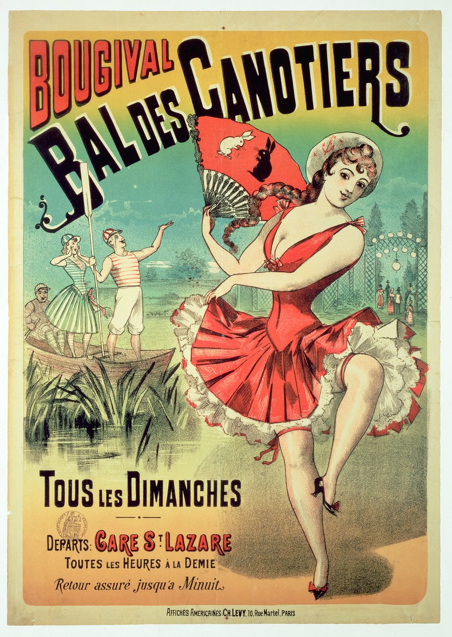 &39;Bal des Canotiers，Bougival&39;的海报（彩色光刻） 作者 法语学校