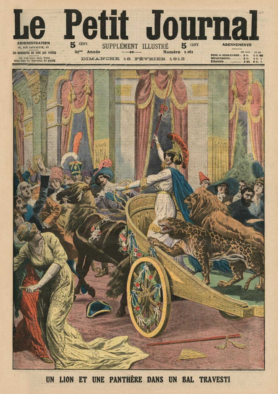 Radziwill公主在罗马的化装舞会上，封面插图来自&39;Le Petit Journal&39;，补充说明，1913年2月16日 作者 法语学校