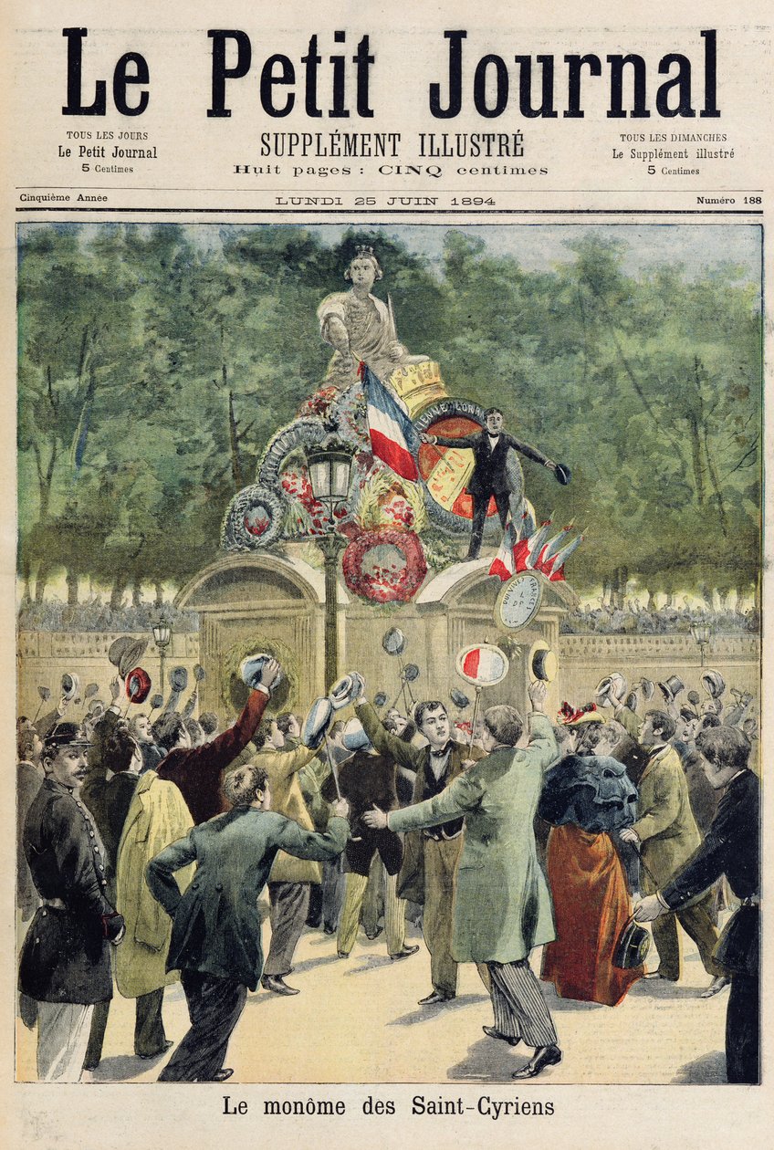 圣西尔学院学员的游行，来自&39;Le Petit Journal&39;的插图，1894年6月25日 作者 法语学校