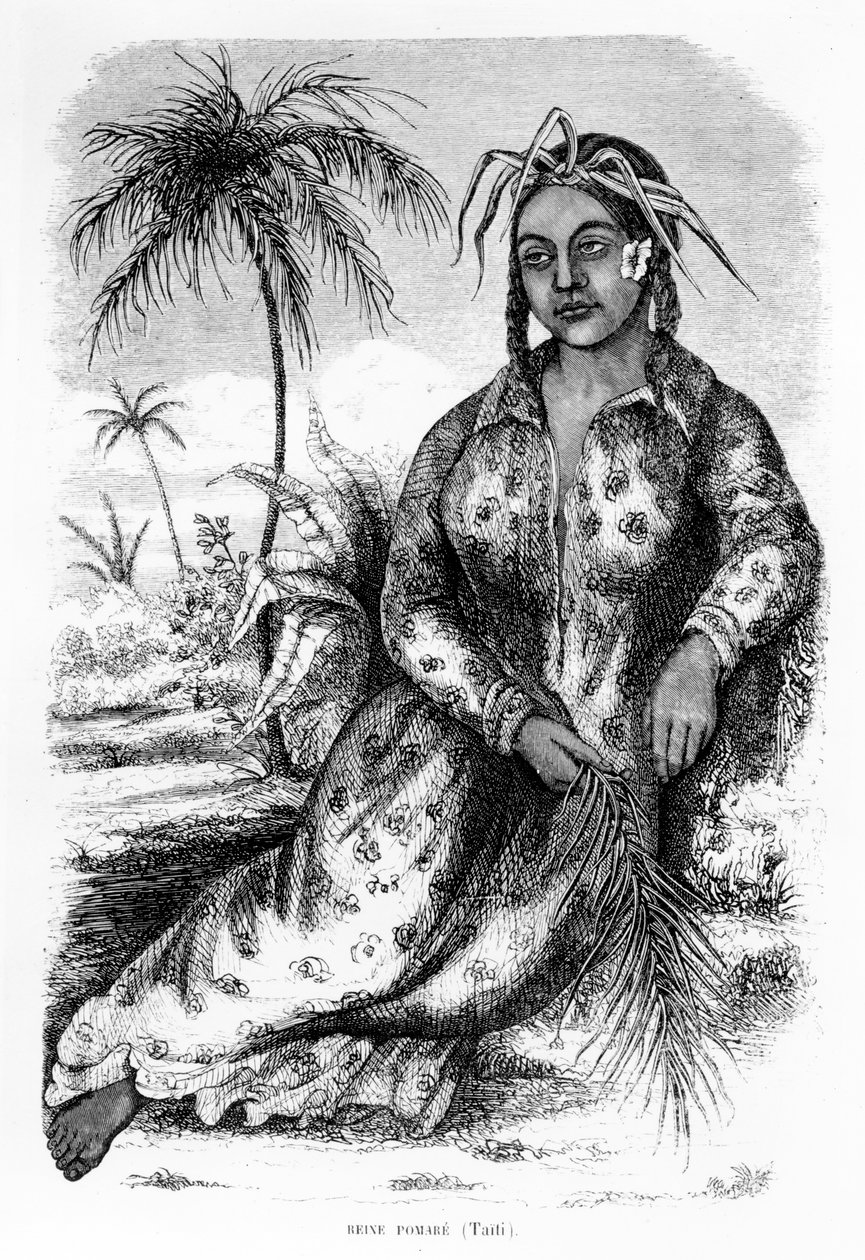 大溪地女王Pomare IV，来自Eugene Delessert的“两个海洋中的航行”，1848年的插图 作者 法语学校