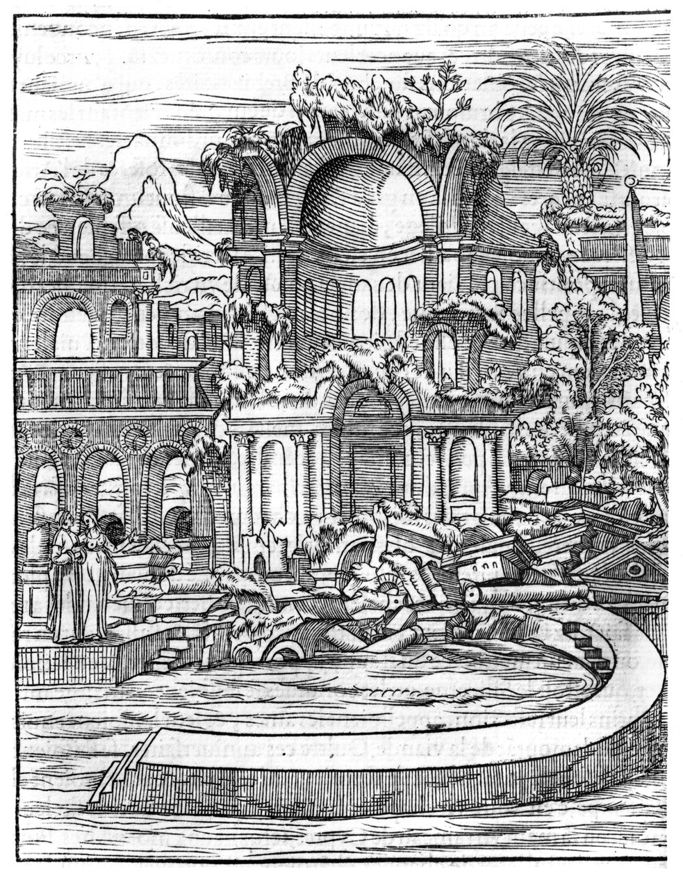 罗马遗址，来自&39;Le Songe de Poliphile&39;，由Francois Rabelais（1494-1553）出版于1554年 作者 法语学校