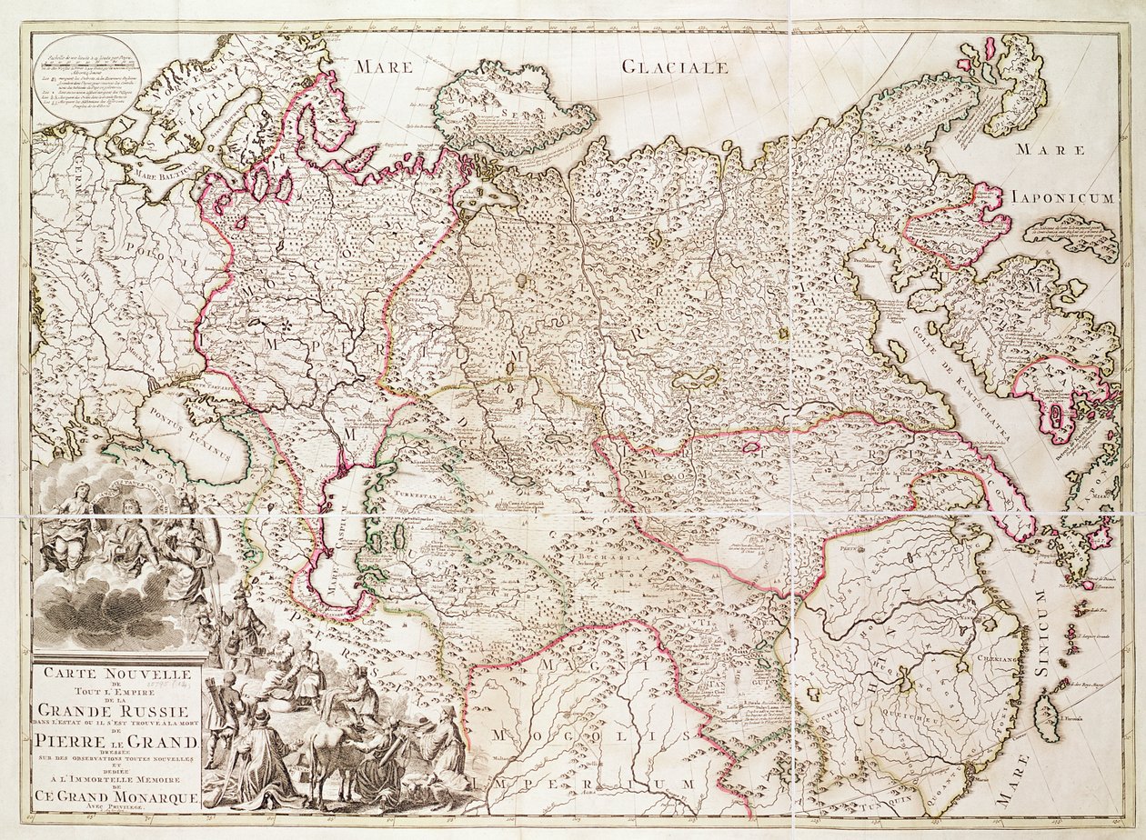 俄罗斯，1725年（手工彩色雕刻） 作者 法语学校