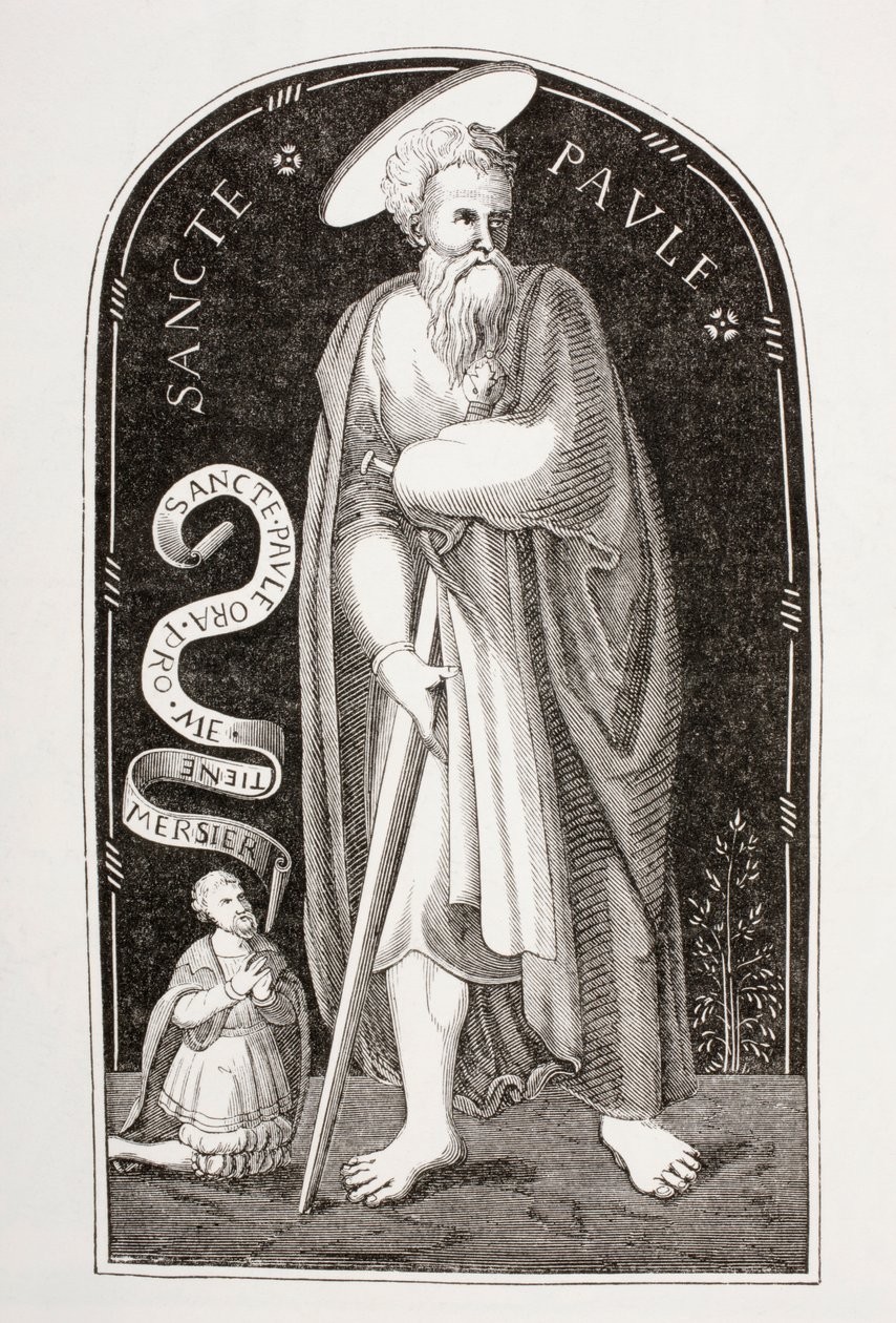 圣保罗使徒，来自Limoges by Etienne Mercier的珐琅，来自&39;Les Arts au Moyen Age&39;，1873年出版 作者 法语学校